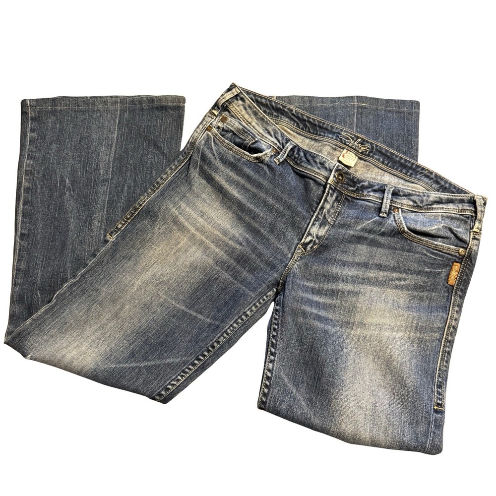 Silver Jeans Co‎ Isabel Mid Rise Distressed Denim Jeans Women's 34x28